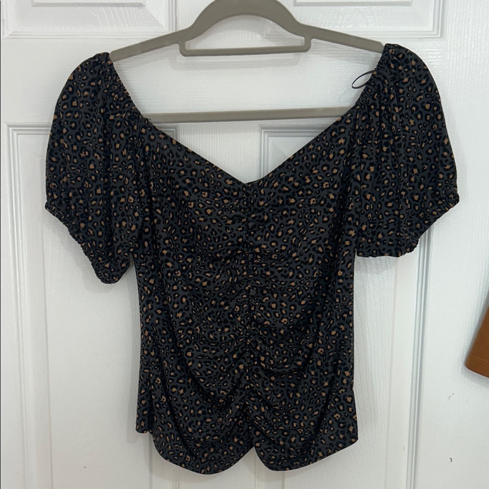 Express Black and Brown Leopard Print Blouse